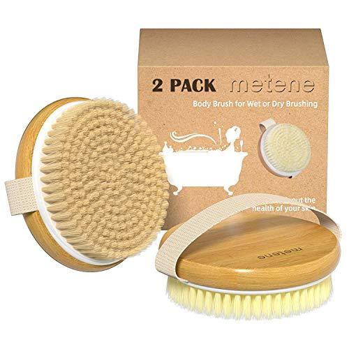 2 Pack Dry Body Brush with Soft and Stiff Bristles, Suitable for All Kinds of Skin